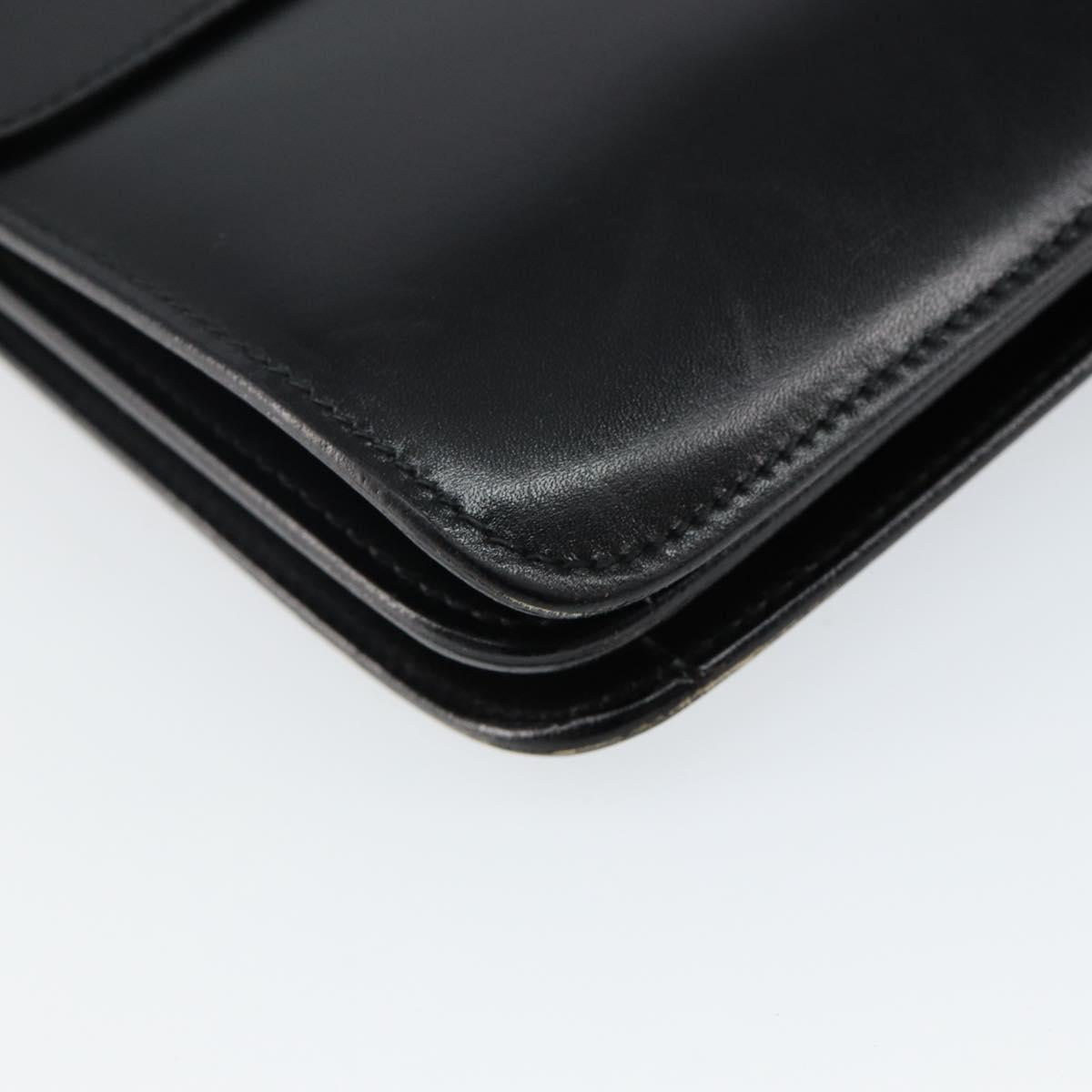 CELINE Hand Bag Leather Black Gold Auth 142890