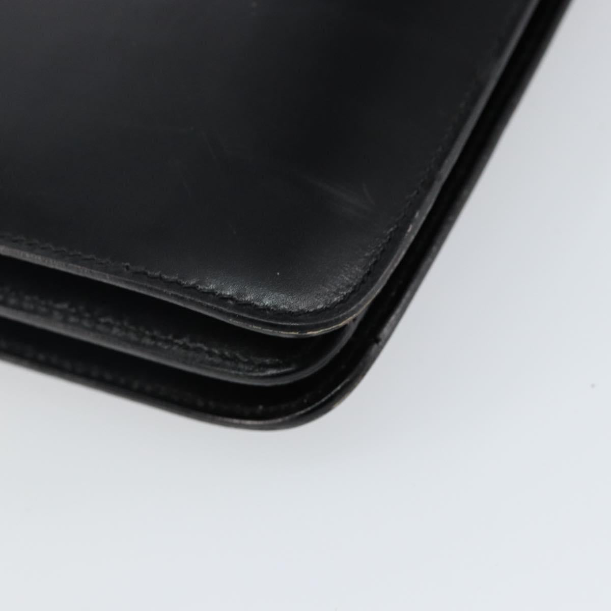 CELINE Hand Bag Leather Black Gold Auth 142890