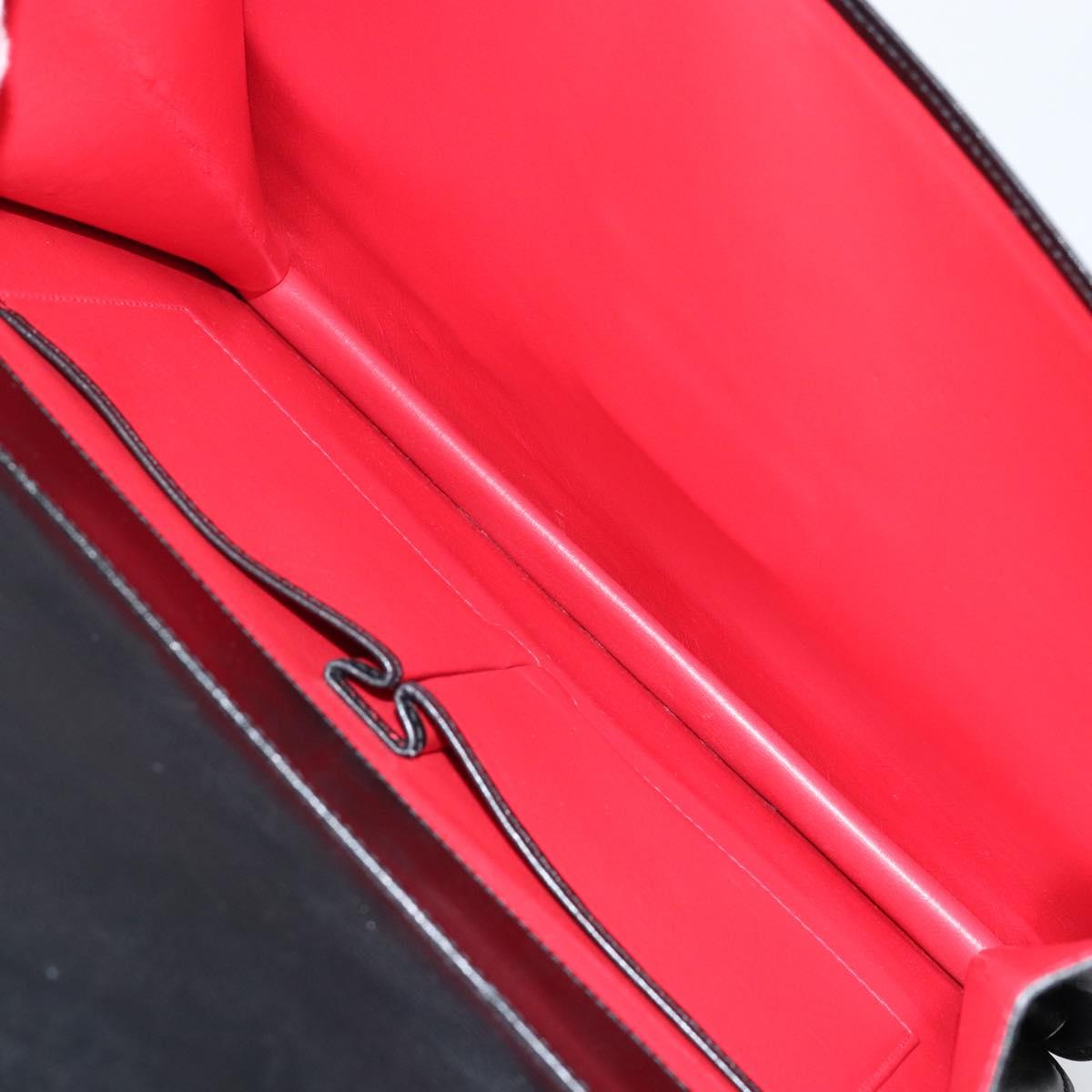 CELINE Hand Bag Leather Black Gold Auth 142890