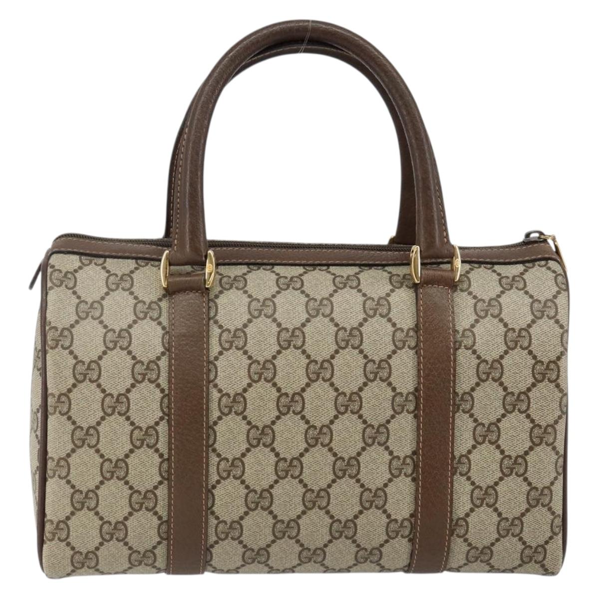 GUCCI GG Supreme Web Sherry Line Boston Bag PVC Beige Gold 40 02 006 Auth 142894