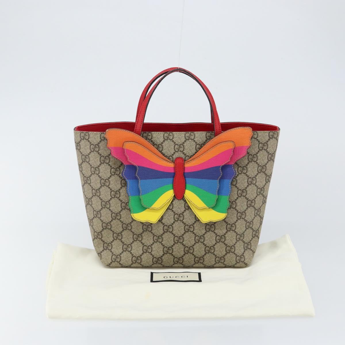 GUCCI GG Supreme Hand Bag PVC Beige 550768 Auth 142895