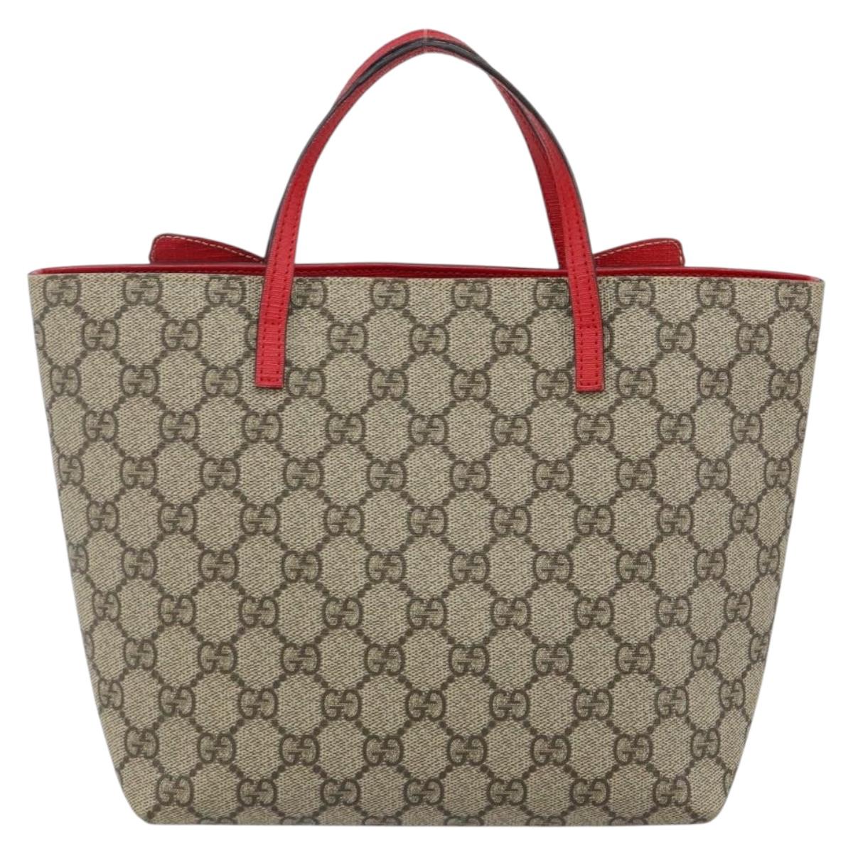 GUCCI GG Supreme Hand Bag PVC Beige 550768 Auth 142895