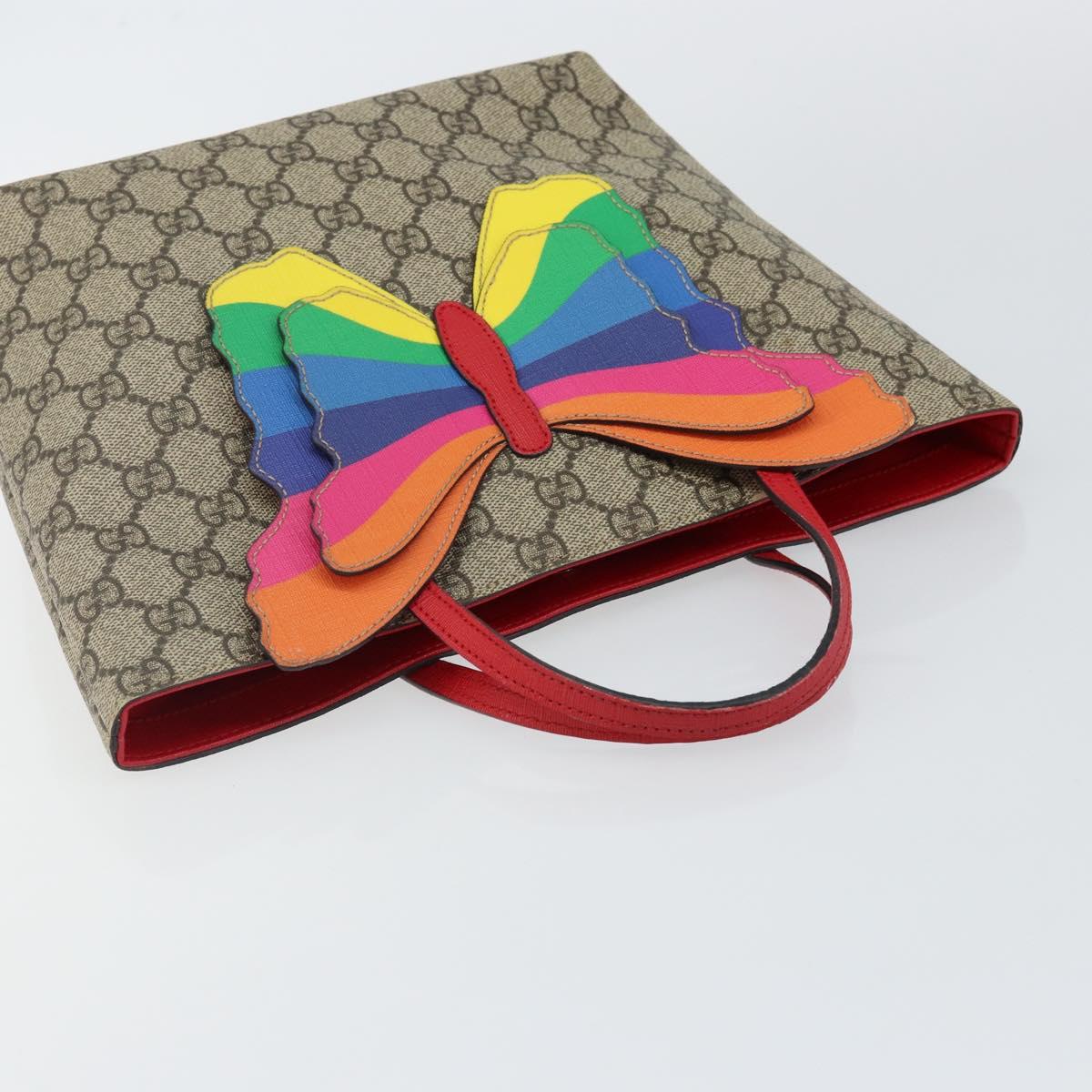 GUCCI GG Supreme Hand Bag PVC Beige 550768 Auth 142895
