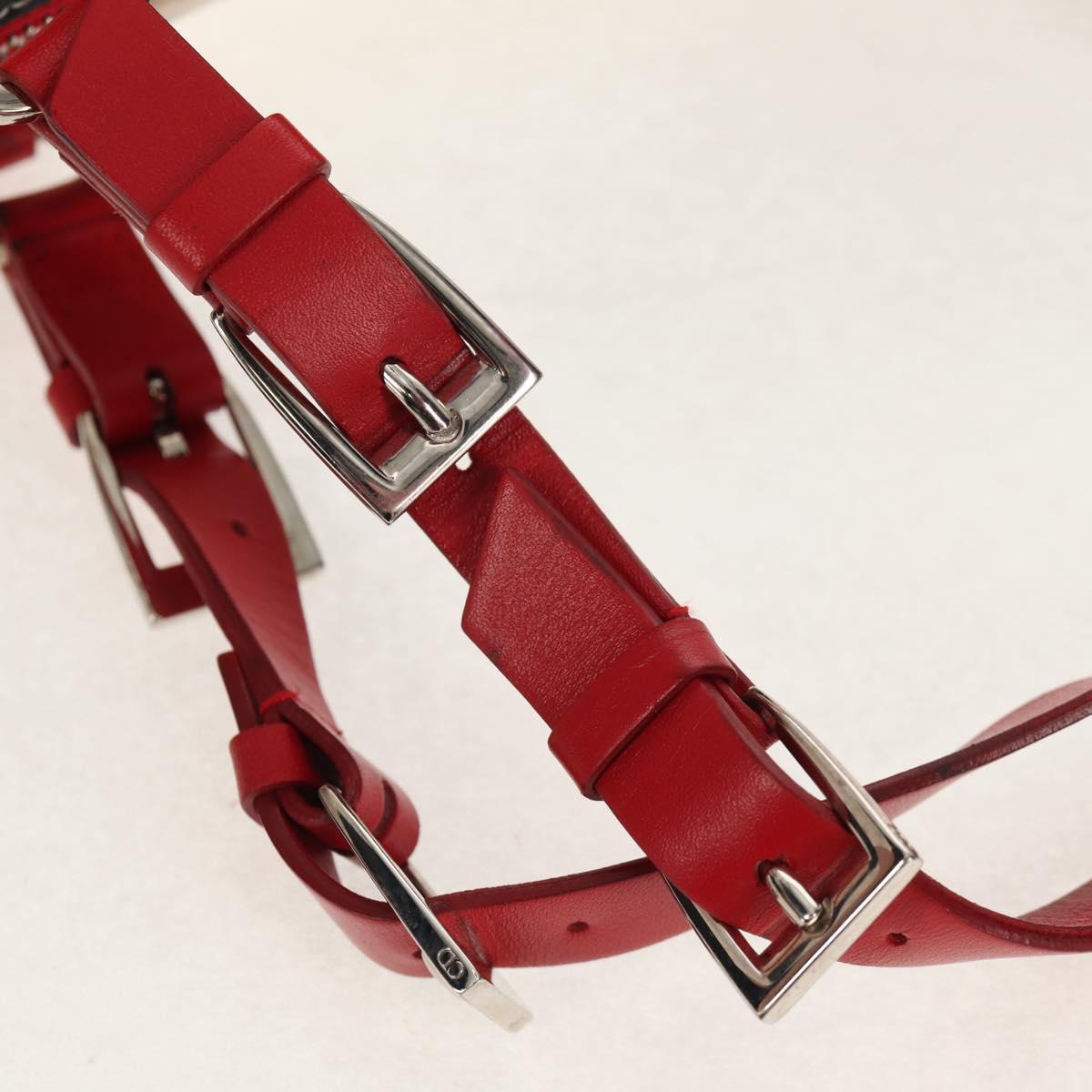 Christian Dior Hardcore Boston Bag Canvas White Red Auth 142899A