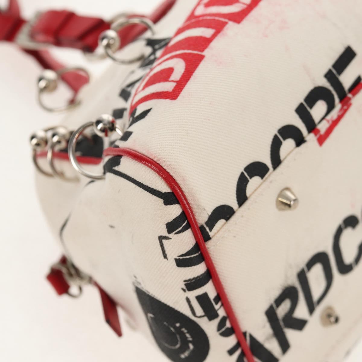 Christian Dior Hardcore Boston Bag Canvas White Red Auth 142899A