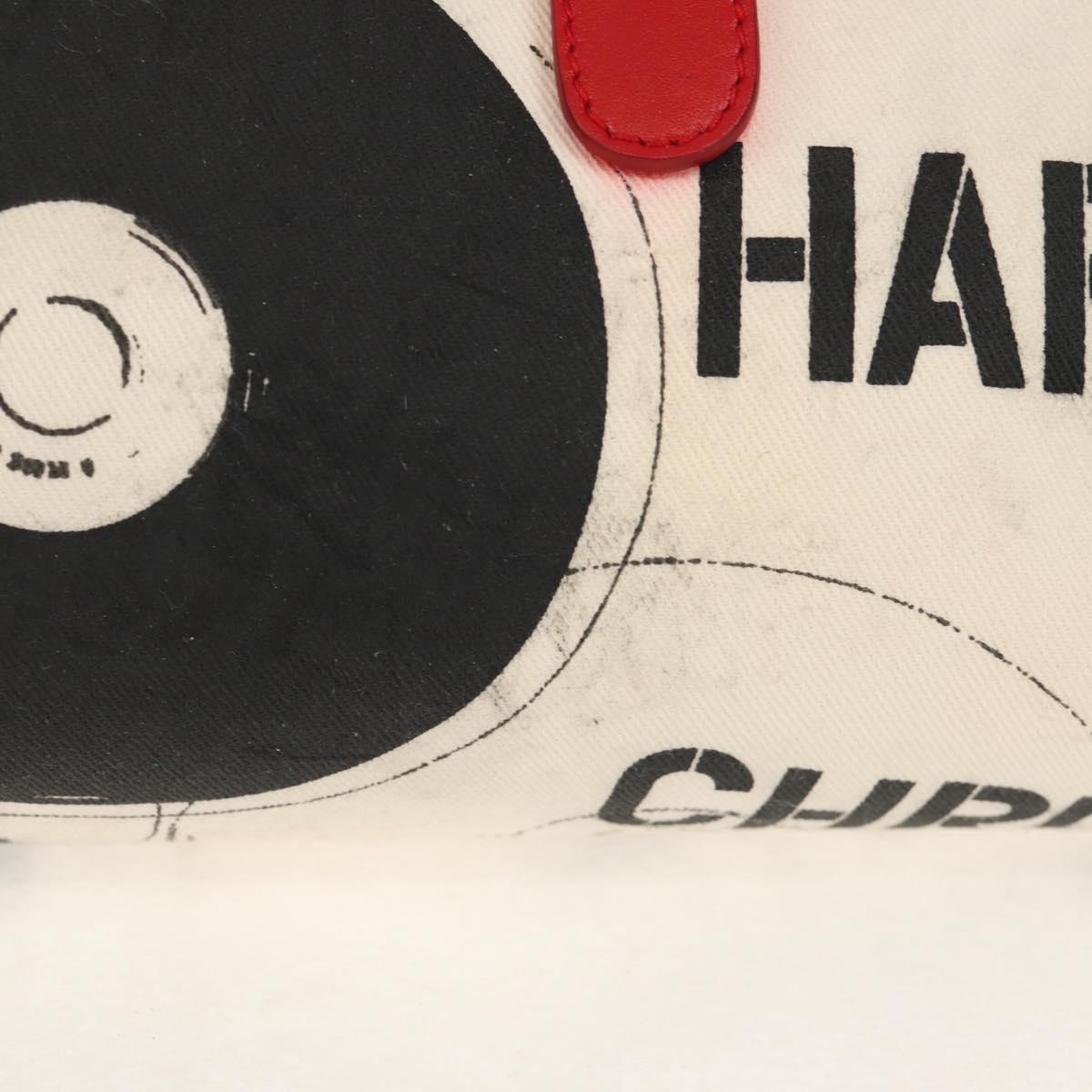 Christian Dior Hardcore Boston Bag Canvas White Red Auth 142899A