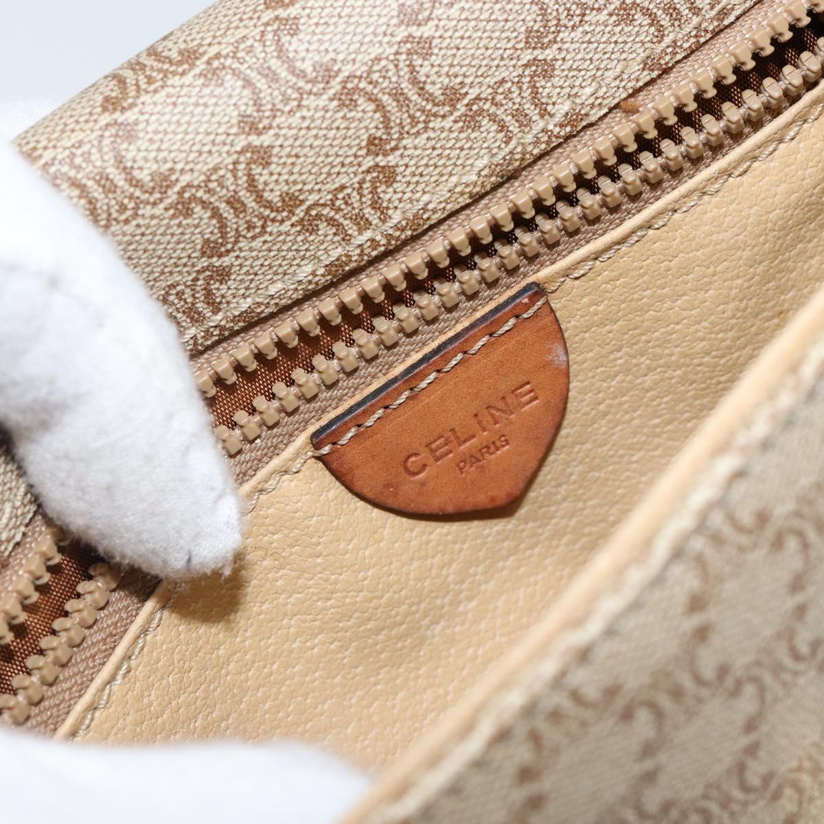 CELINE Macadam Canvas Shoulder Bag PVC Beige Gold Auth 142901