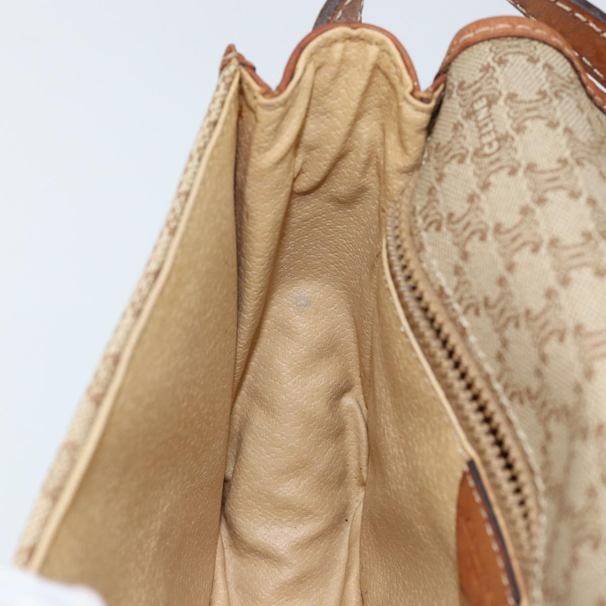 CELINE Macadam Canvas Shoulder Bag PVC Beige Gold Auth 142901