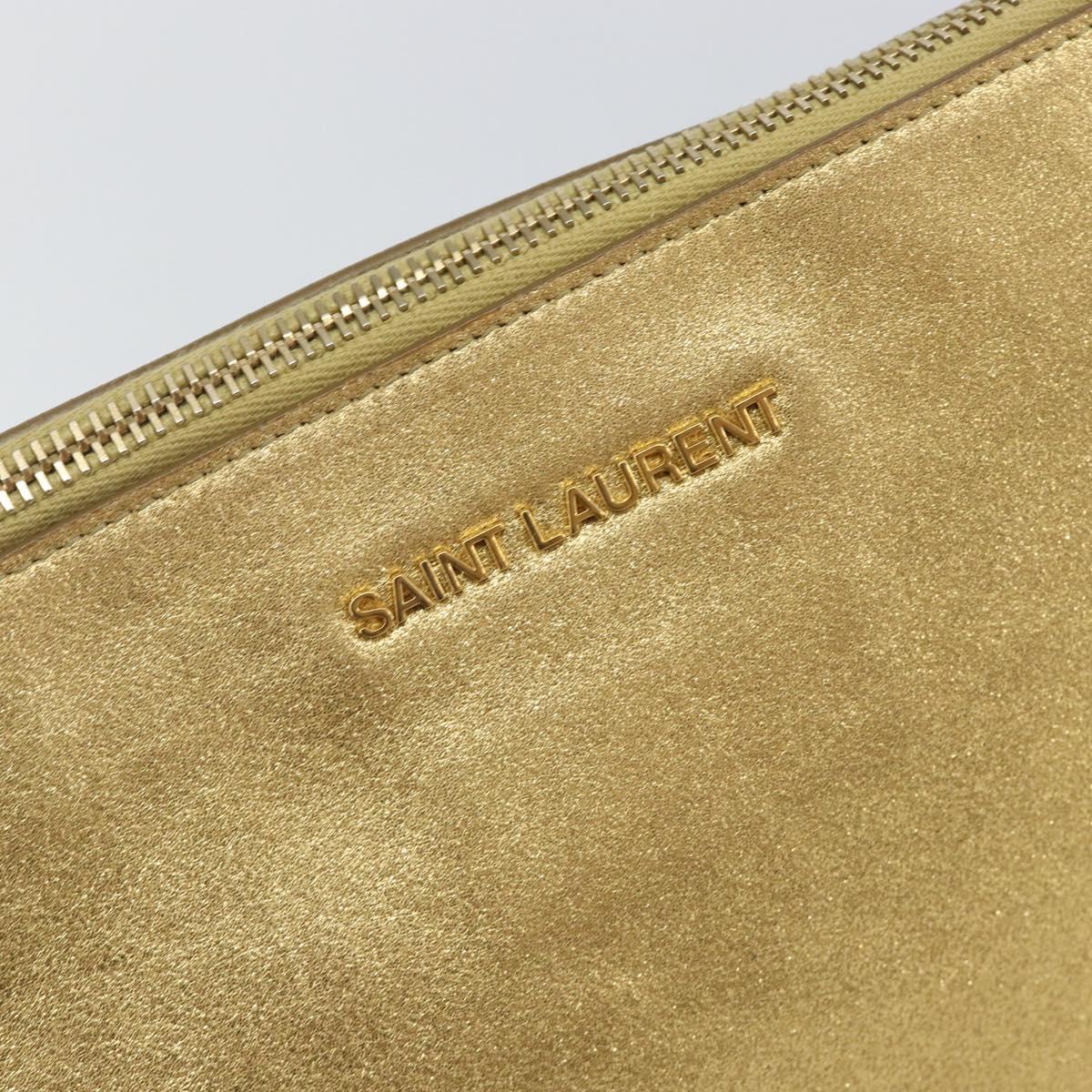 SAINT LAURENT Clutch Bag Leather Gold 328517 Auth 142902