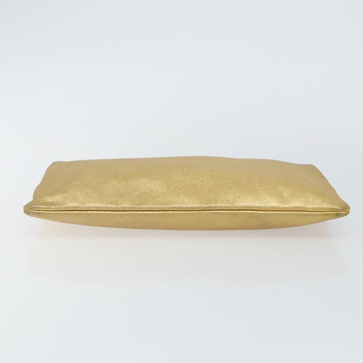 SAINT LAURENT Clutch Bag Leather Gold 328517 Auth 142902