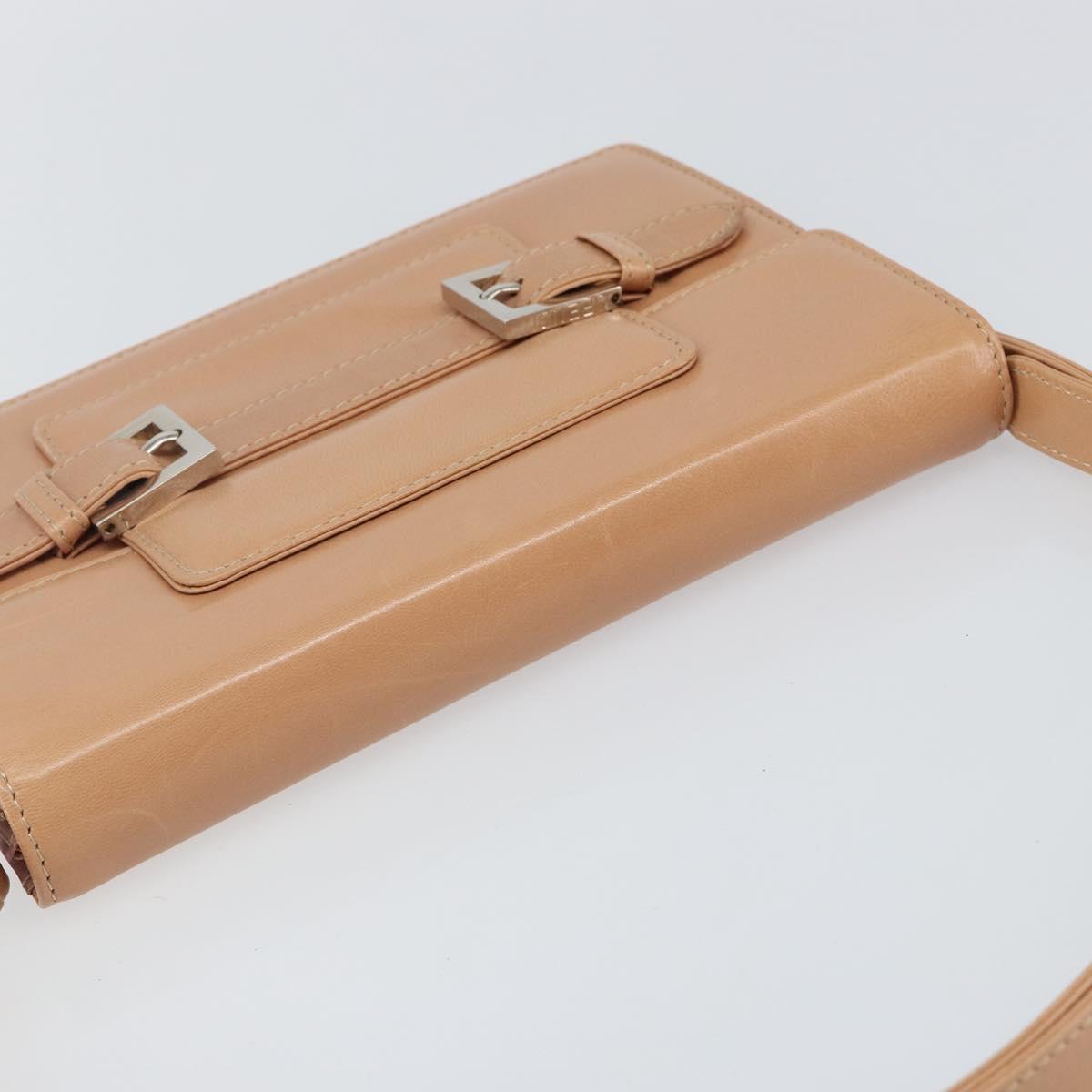 FENDI Shoulder Bag Leather Pink Silver Auth 142903