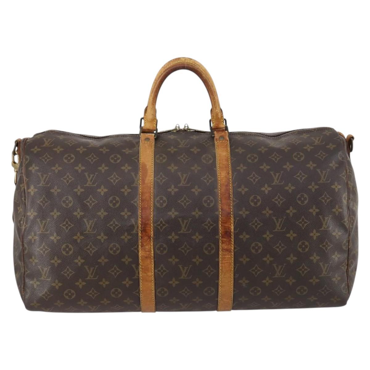 LOUIS VUITTON Monogram Keepall Bandouliere 55 Boston Bag M41414 LV Auth 142919
