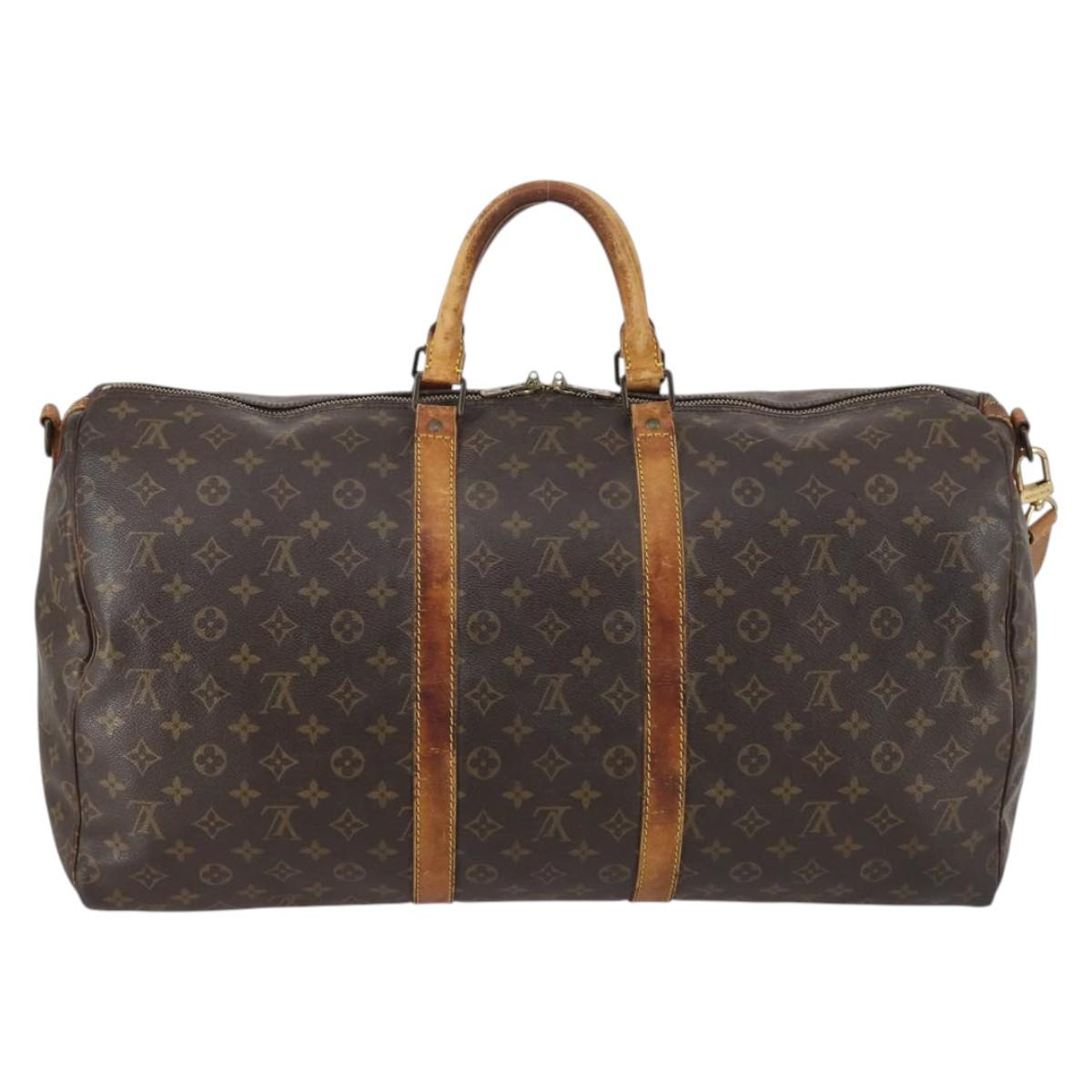 LOUIS VUITTON Monogram Keepall Bandouliere 55 Boston Bag M41414 LV Auth 142919