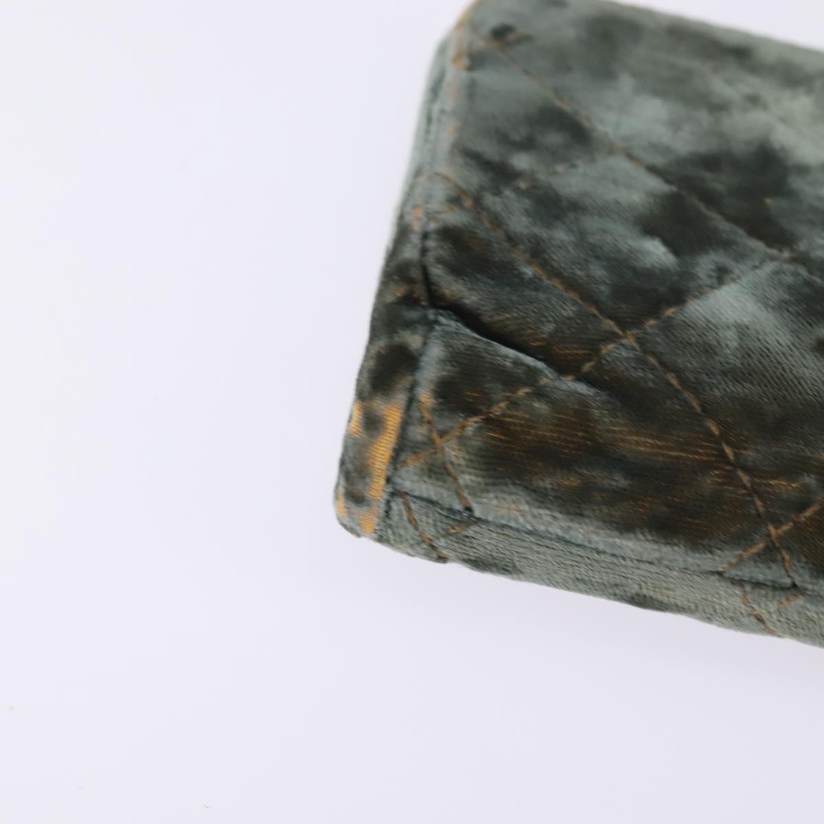 CHANEL Matelasse Clutch Bag Velor Green Gold CC Auth 142939