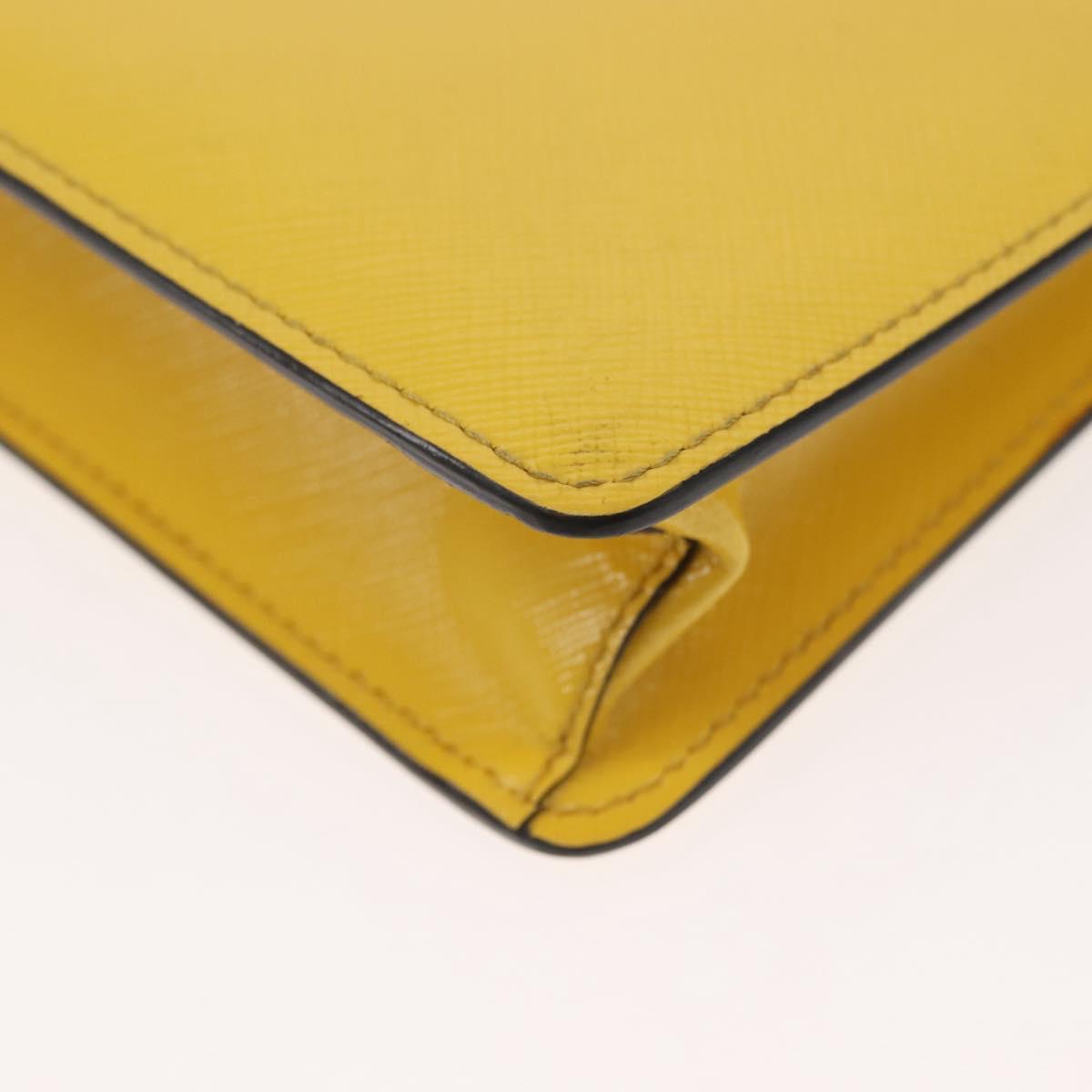 PRADA Chain Shoulder Bag Safiano leather Yellow Silver Auth 142941