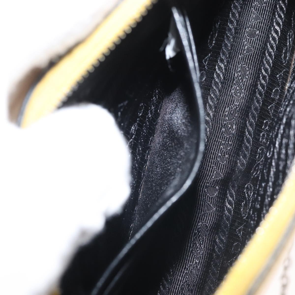 PRADA Chain Shoulder Bag Safiano leather Yellow Silver Auth 142941