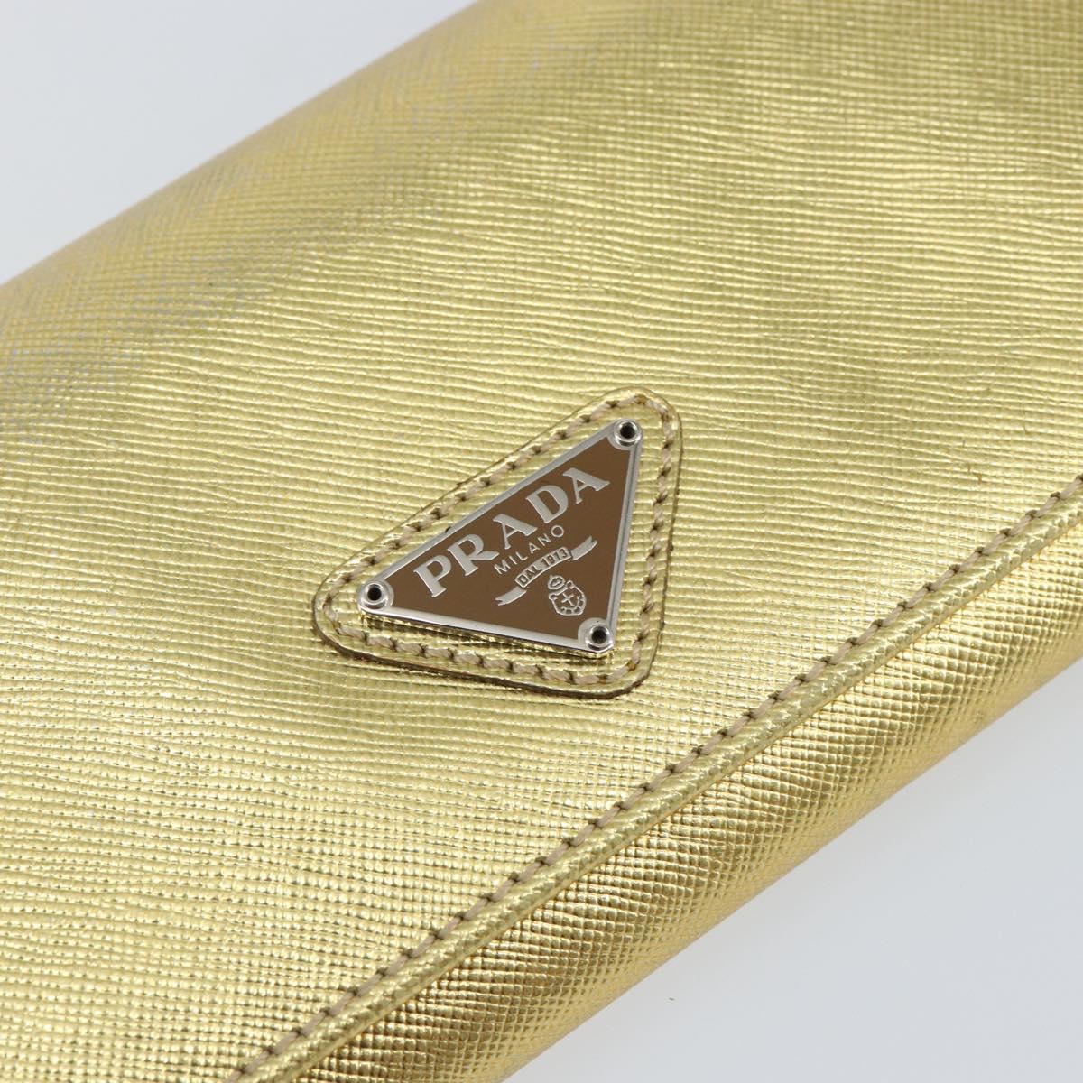 PRADA Long Wallet Safiano leather Gold Auth 142948