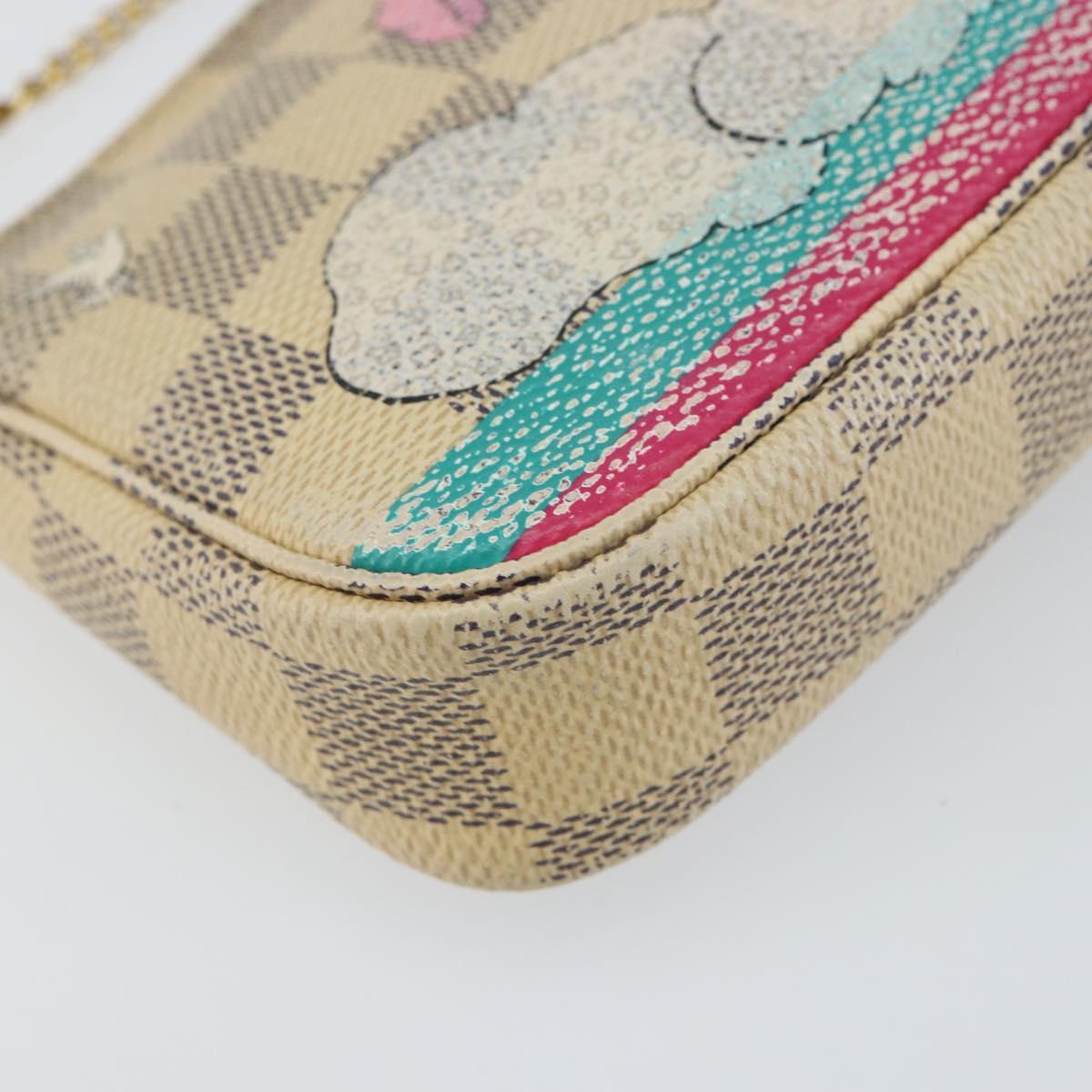 LOUIS VUITTON Damier Azur Illustre Mini Pochette Accessoires N41463 Auth 142956