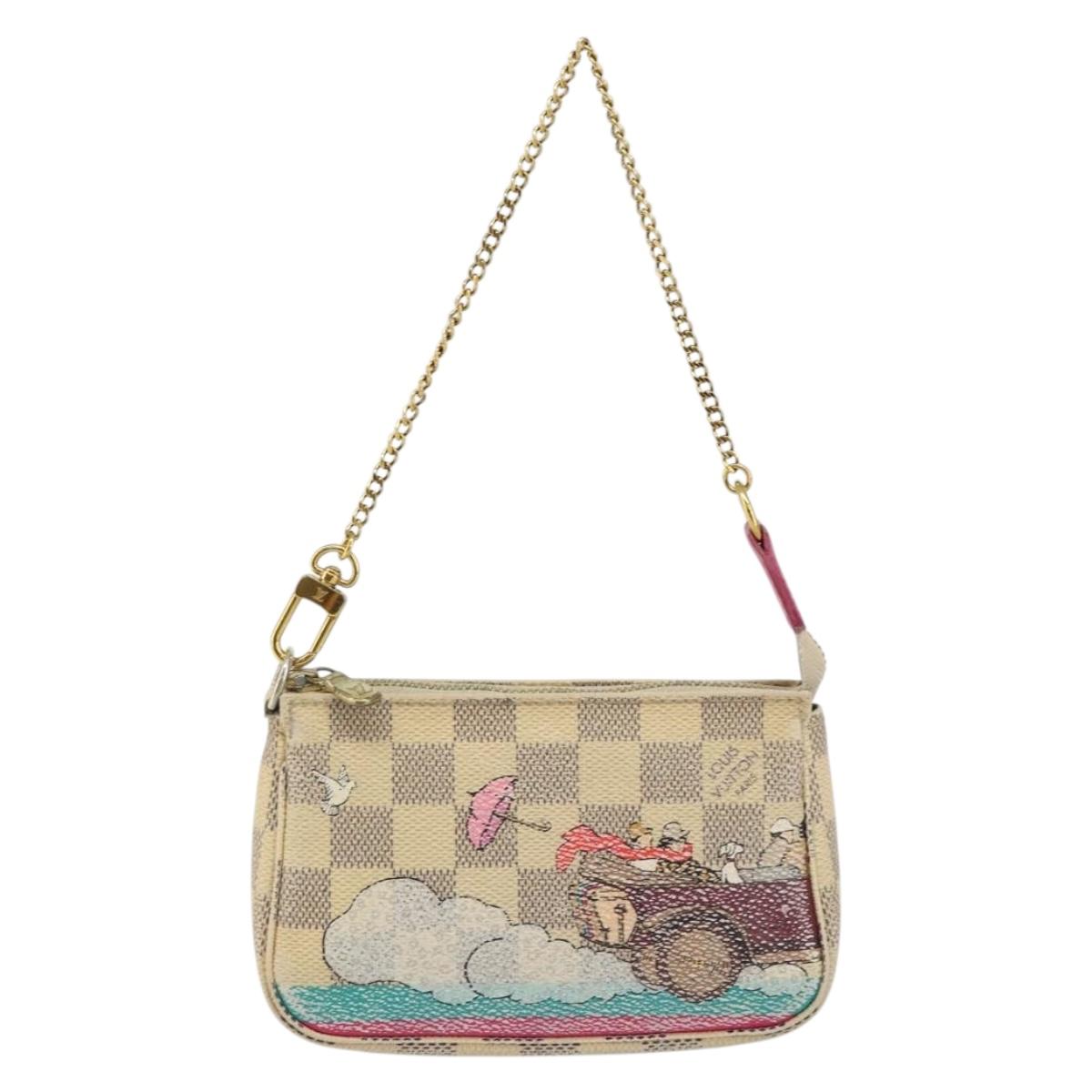 LOUIS VUITTON Damier Azur Illustre Mini Pochette Accessoires N41463 Auth 142956