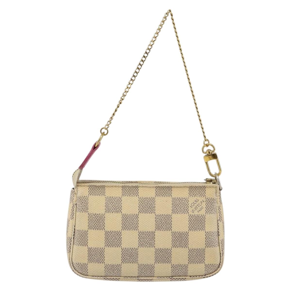 LOUIS VUITTON Damier Azur Illustre Mini Pochette Accessoires N41463 Auth 142956