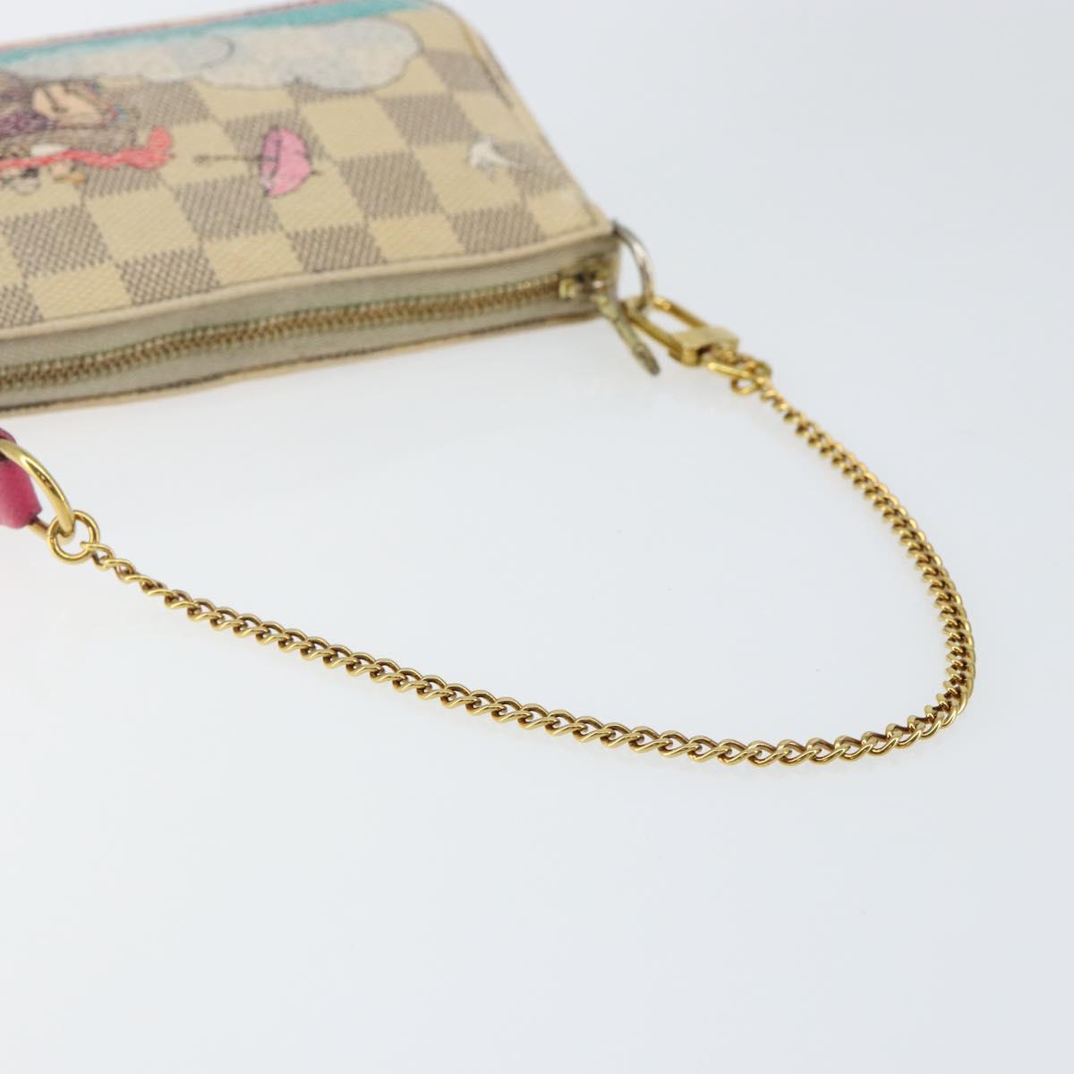 LOUIS VUITTON Damier Azur Illustre Mini Pochette Accessoires N41463 Auth 142956