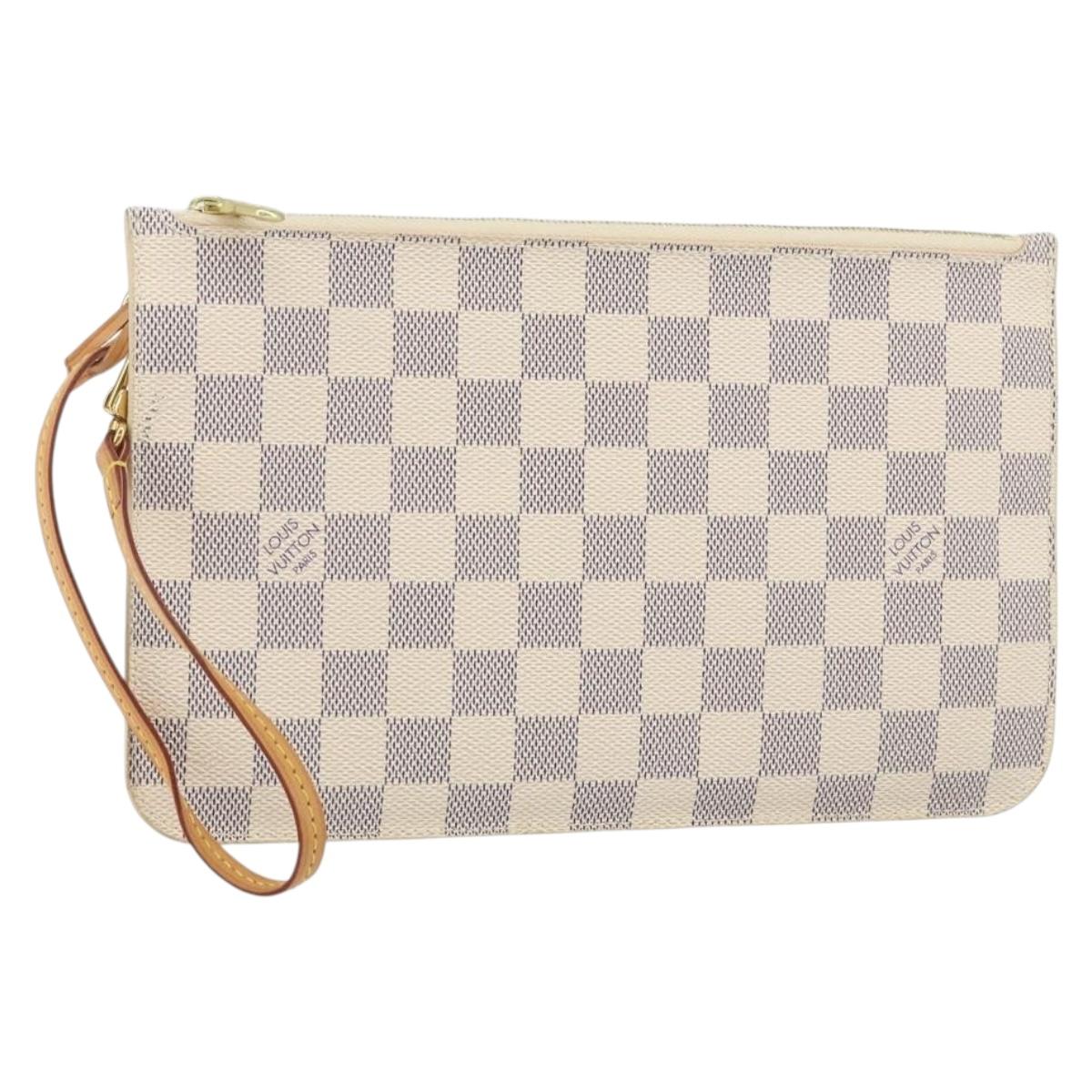 LOUIS VUITTON Damier Azur Neverfull MM Pouch Pouch LV Auth 142958