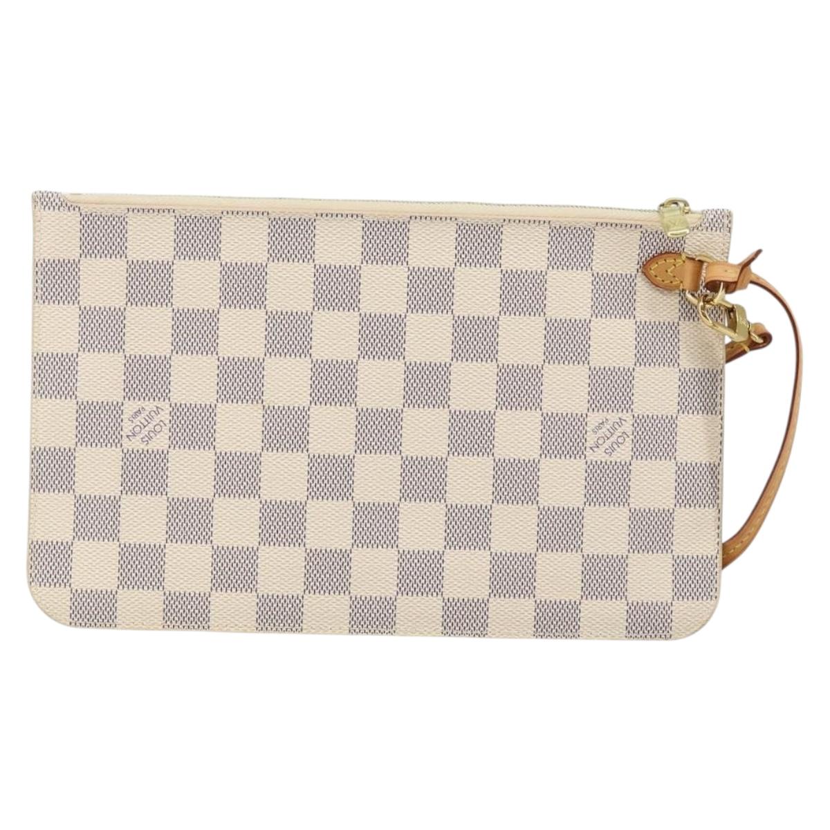 LOUIS VUITTON Damier Azur Neverfull MM Pouch Pouch LV Auth 142958