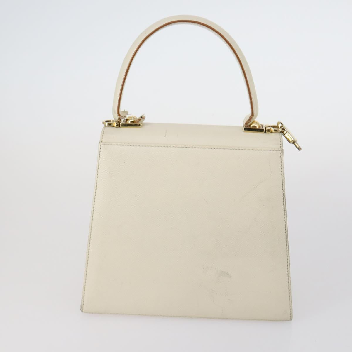 Salvatore Ferragamo Gancini Vala Bag Leather 3Set Beige Black white Auth 142965