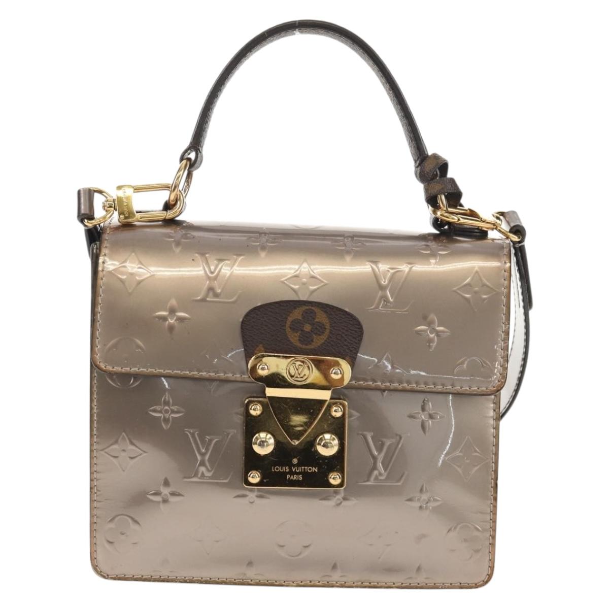 LOUIS VUITTON Monogram Vernis Spring Street PM Bag Silver M90567 LV Auth 142967V