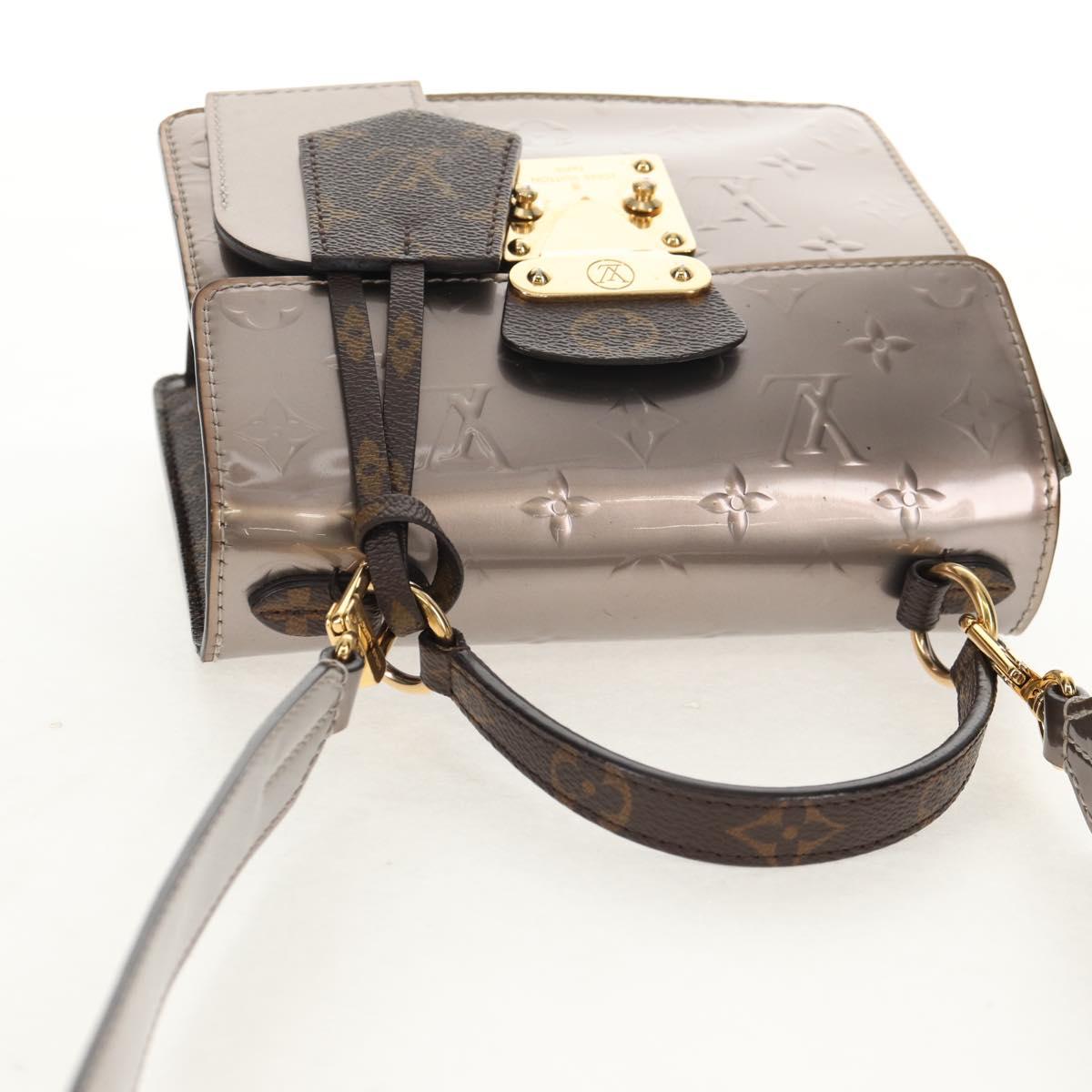 LOUIS VUITTON Monogram Vernis Spring Street PM Bag Silver M90567 LV Auth 142967V