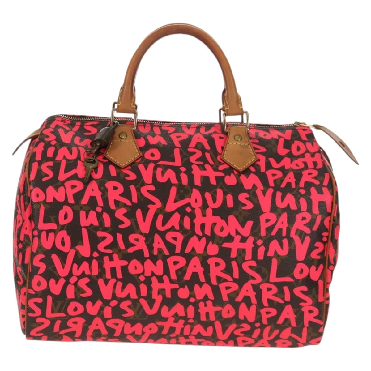 LOUIS VUITTON Monogram Graffiti Speedy 30 Hand Bag Pink M93704 LV Auth 142972V