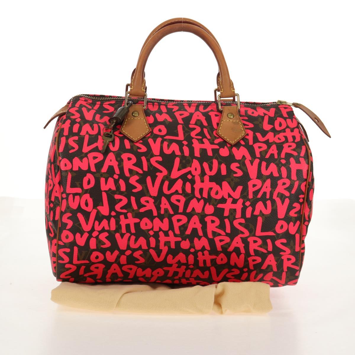 LOUIS VUITTON Monogram Graffiti Speedy 30 Hand Bag Pink M93704 LV Auth 142972V