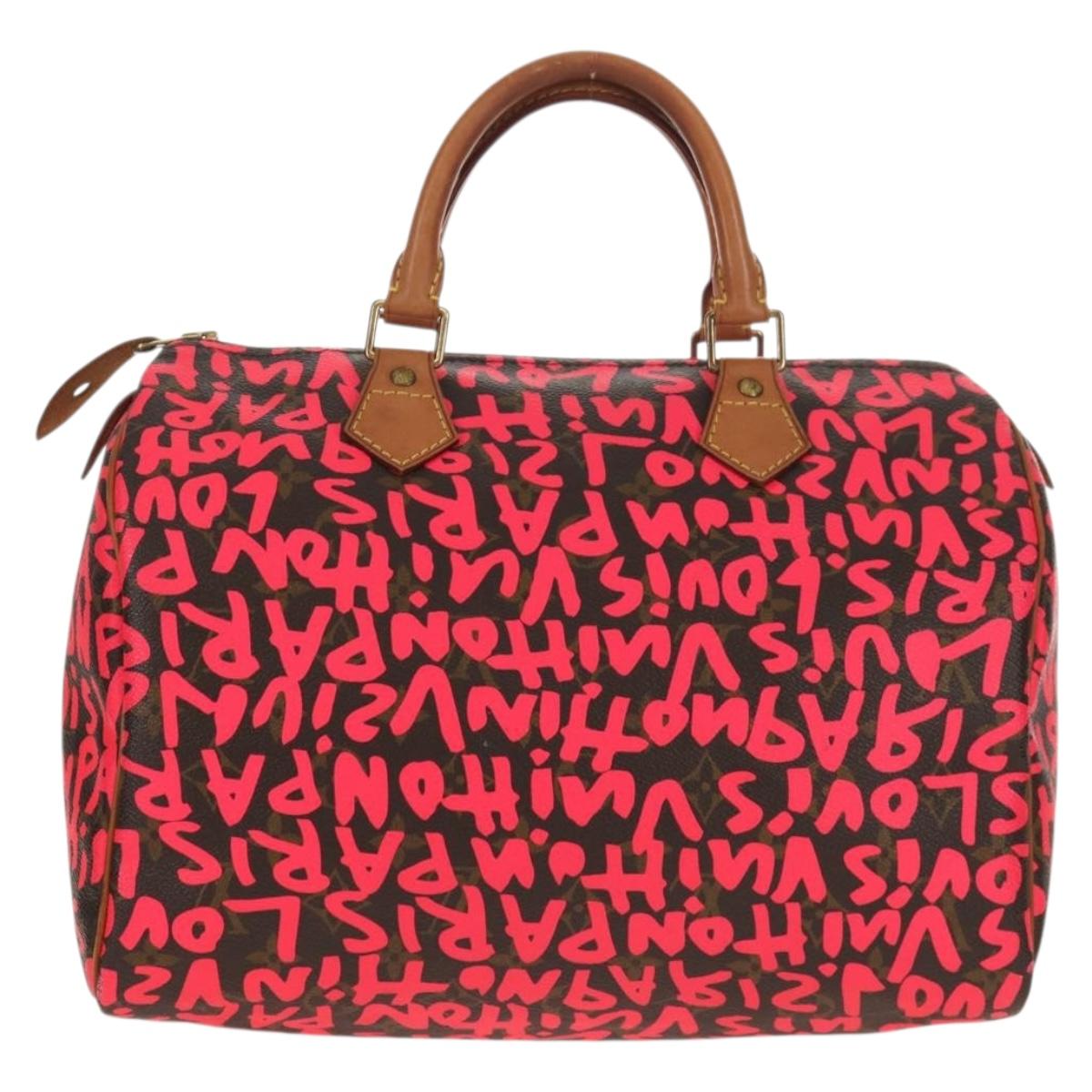LOUIS VUITTON Monogram Graffiti Speedy 30 Hand Bag Pink M93704 LV Auth 142972V