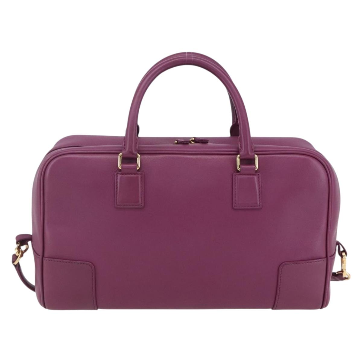 LOEWE Americana 28 Studio Ghibli Hand Bag Leather 2way Purple Auth 142978SAM