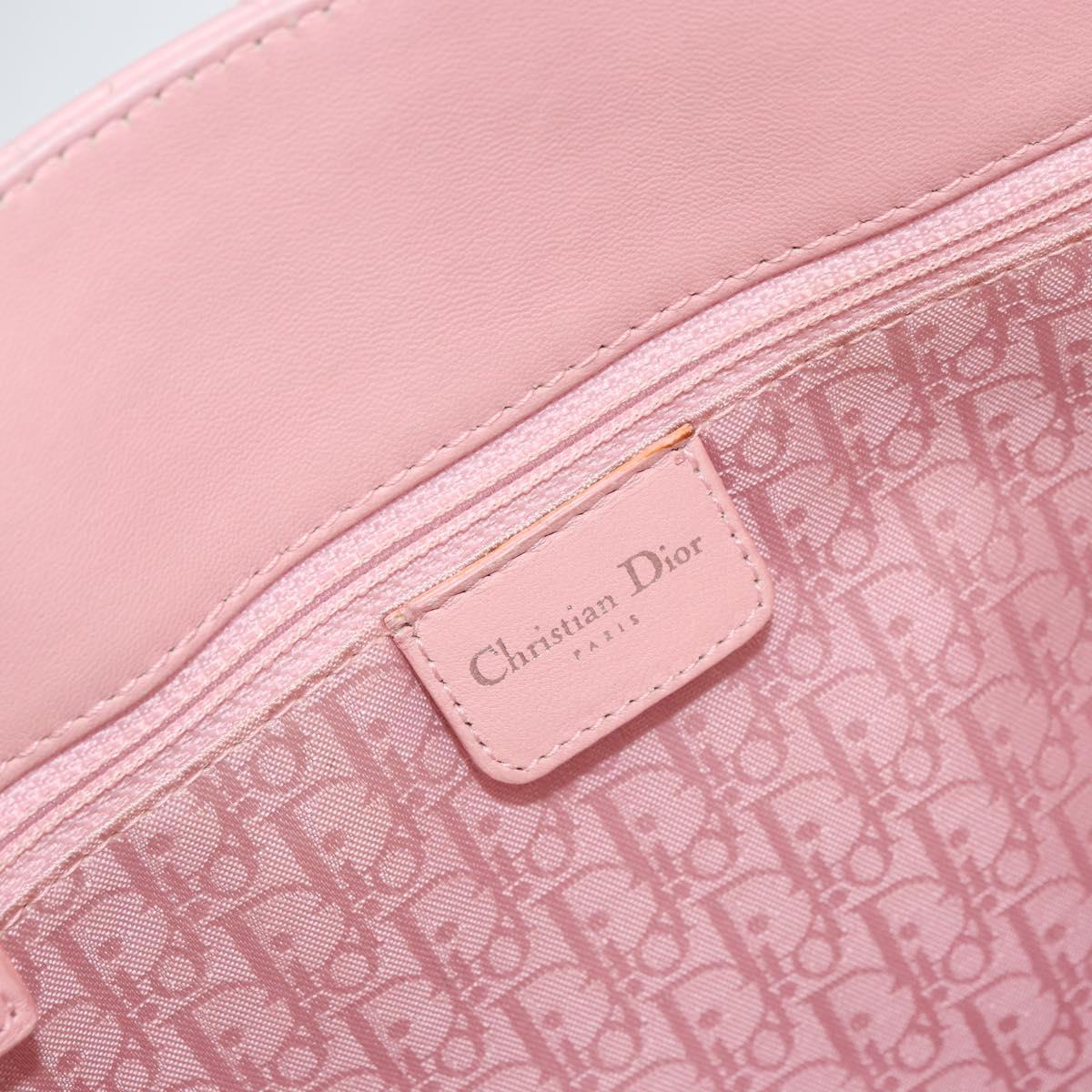 Christian Dior Canage Lady Dior Hand Bag Leather Pink Silver Auth 142979