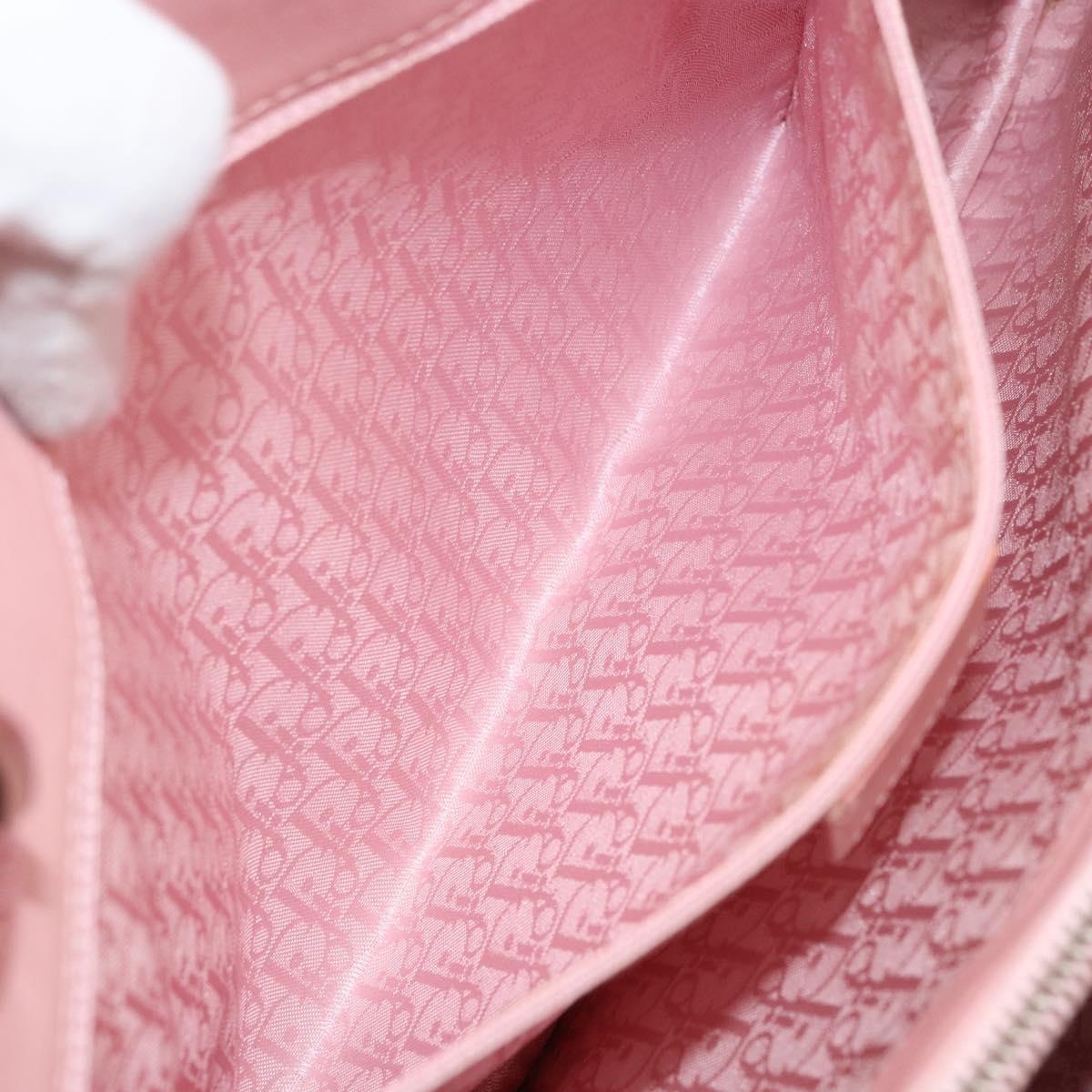 Christian Dior Canage Lady Dior Hand Bag Leather Pink Silver Auth 142979