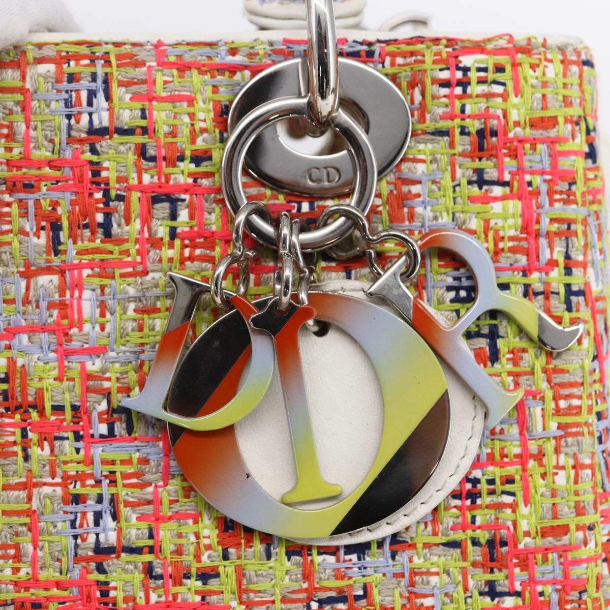 Christian Dior Lady Dior Bag Tweed 2way Multicolor Silver Auth 142980SM