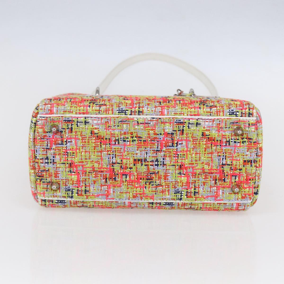 Christian Dior Lady Dior Bag Tweed 2way Multicolor Silver Auth 142980SM