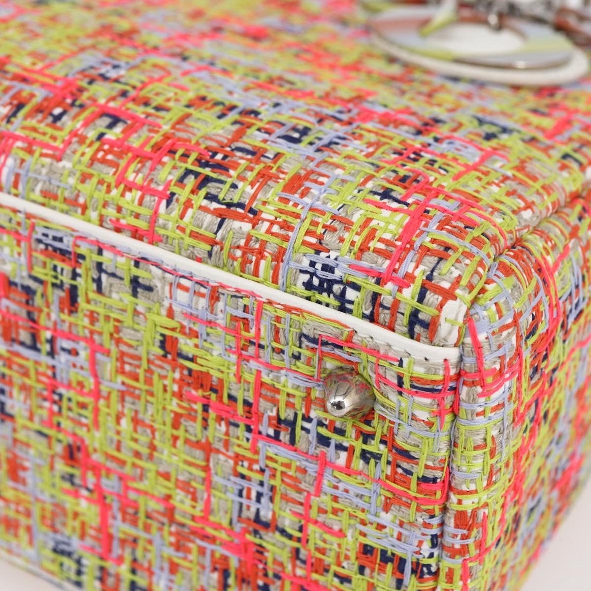 Christian Dior Lady Dior Bag Tweed 2way Multicolor Silver Auth 142980SM
