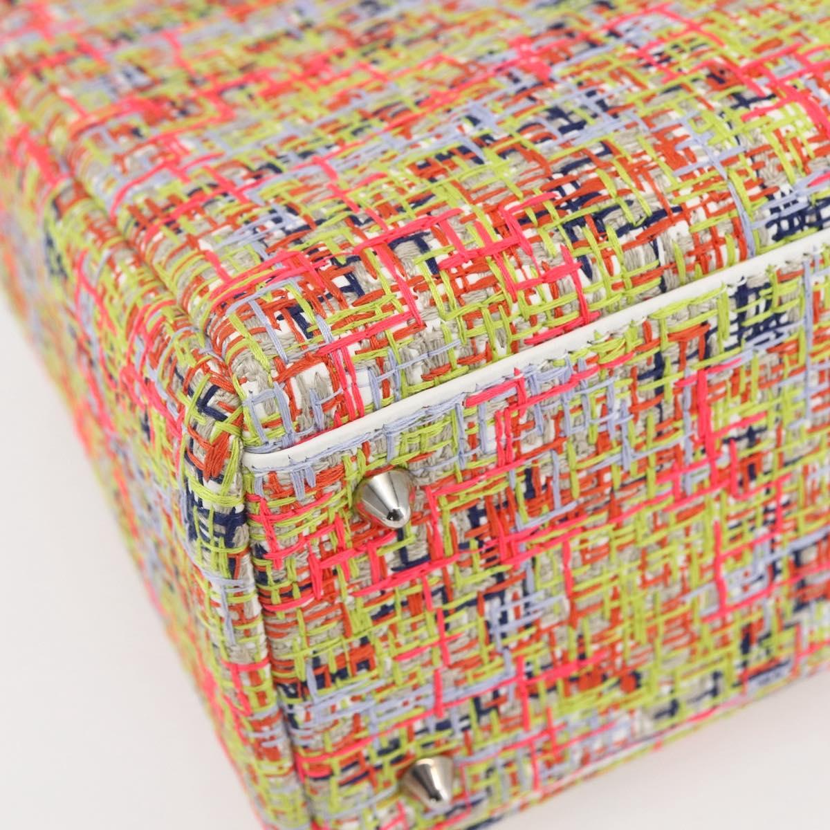 Christian Dior Lady Dior Bag Tweed 2way Multicolor Silver Auth 142980SM