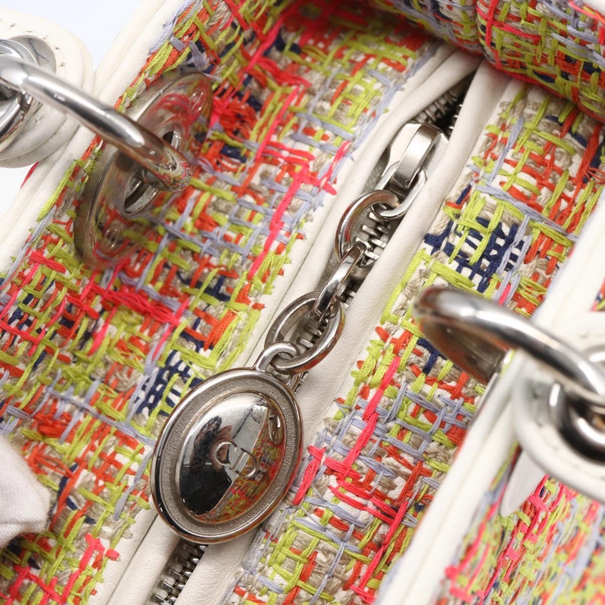 Christian Dior Lady Dior Bag Tweed 2way Multicolor Silver Auth 142980SM