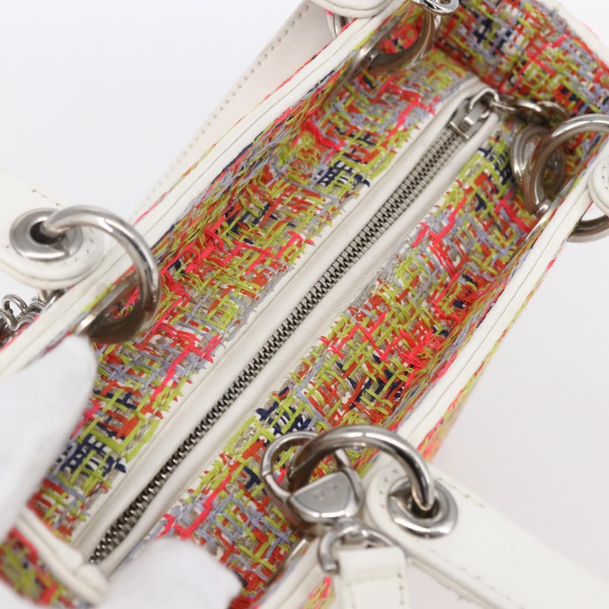 Christian Dior Lady Dior Bag Tweed 2way Multicolor Silver Auth 142980SM