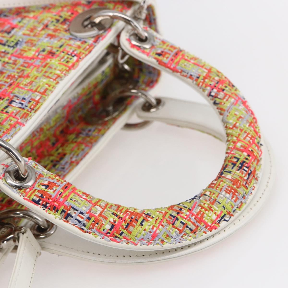 Christian Dior Lady Dior Bag Tweed 2way Multicolor Silver Auth 142980SM