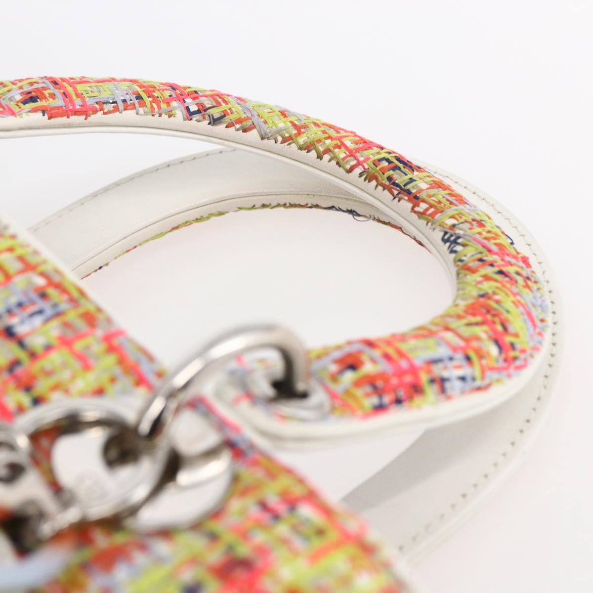 Christian Dior Lady Dior Bag Tweed 2way Multicolor Silver Auth 142980SM