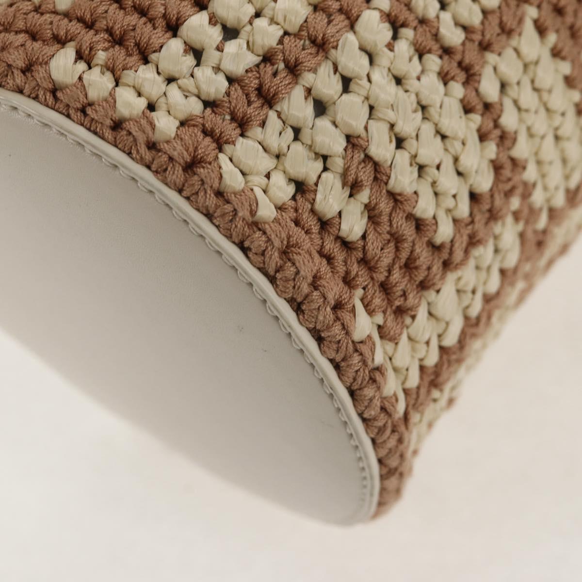 FENDI Zucca Canvas Bottle Holder Bag Straw 2way Silver Brown Auth 142983SAV