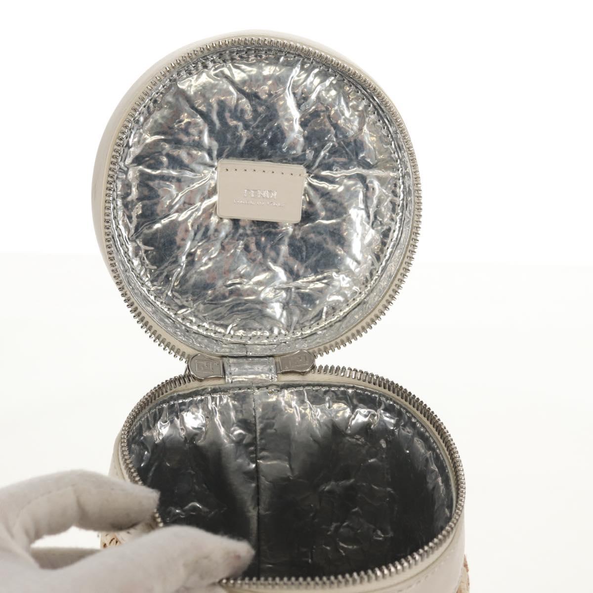 FENDI Zucca Canvas Bottle Holder Bag Straw 2way Silver Brown Auth 142983SAV