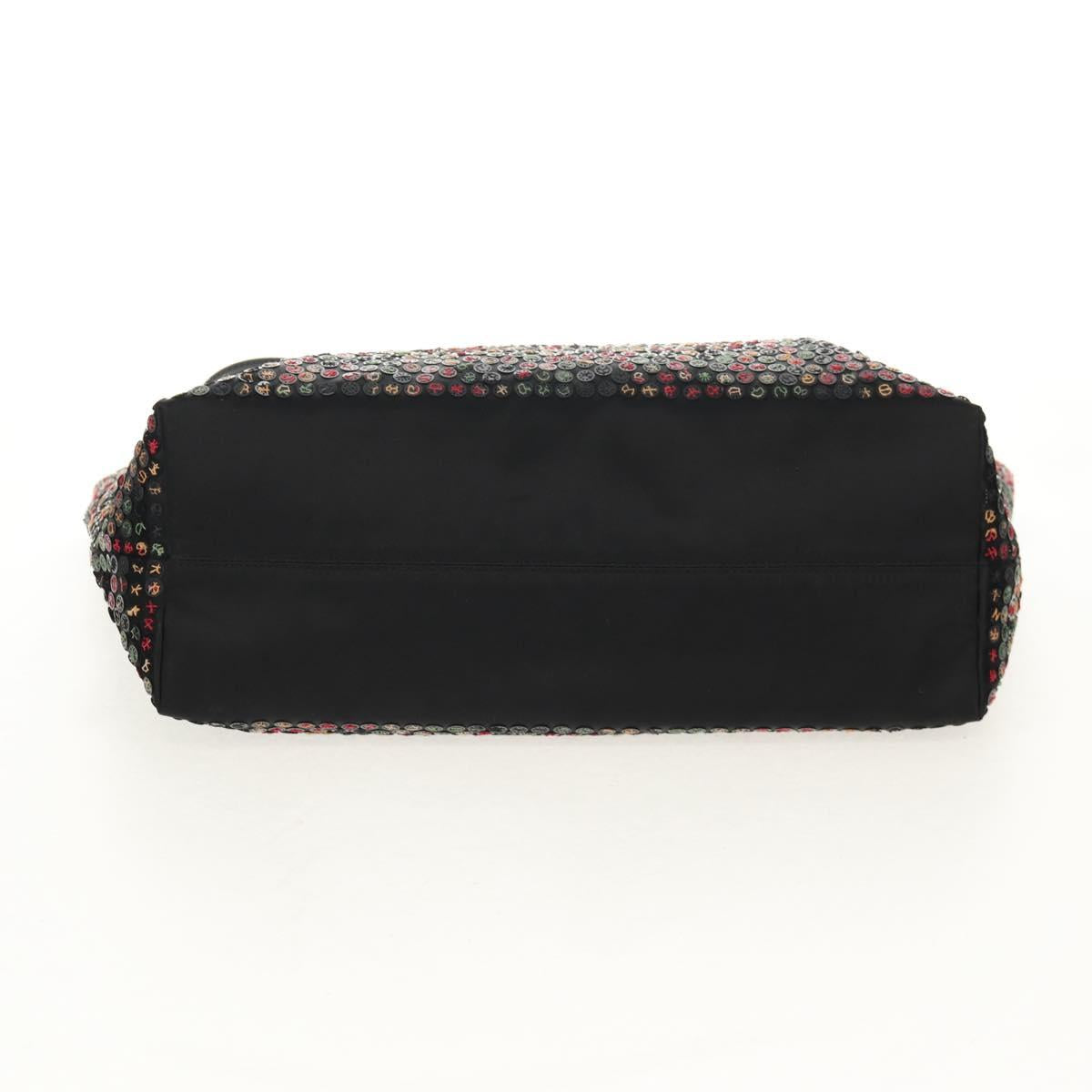 FENDI Sequin Tote Bag Nylon Black Auth 142984V