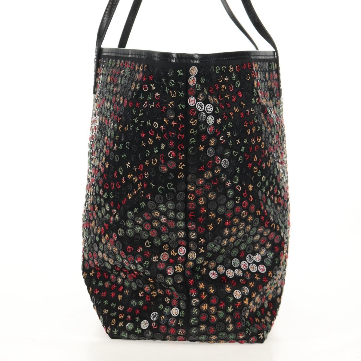 FENDI Sequin Tote Bag Nylon Black Auth 142984V