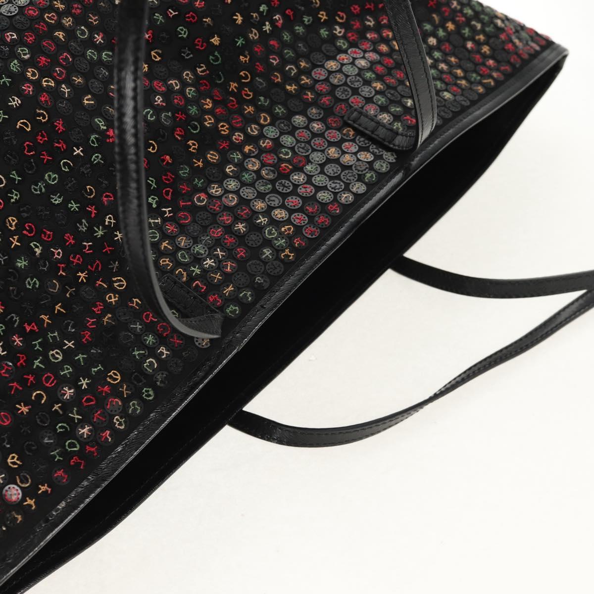 FENDI Sequin Tote Bag Nylon Black Auth 142984V