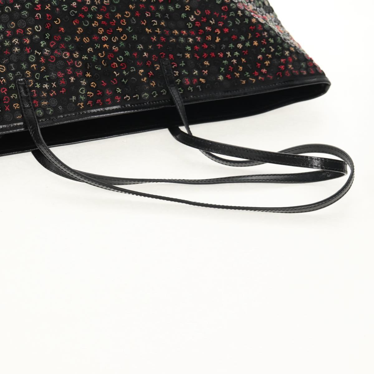 FENDI Sequin Tote Bag Nylon Black Auth 142984V